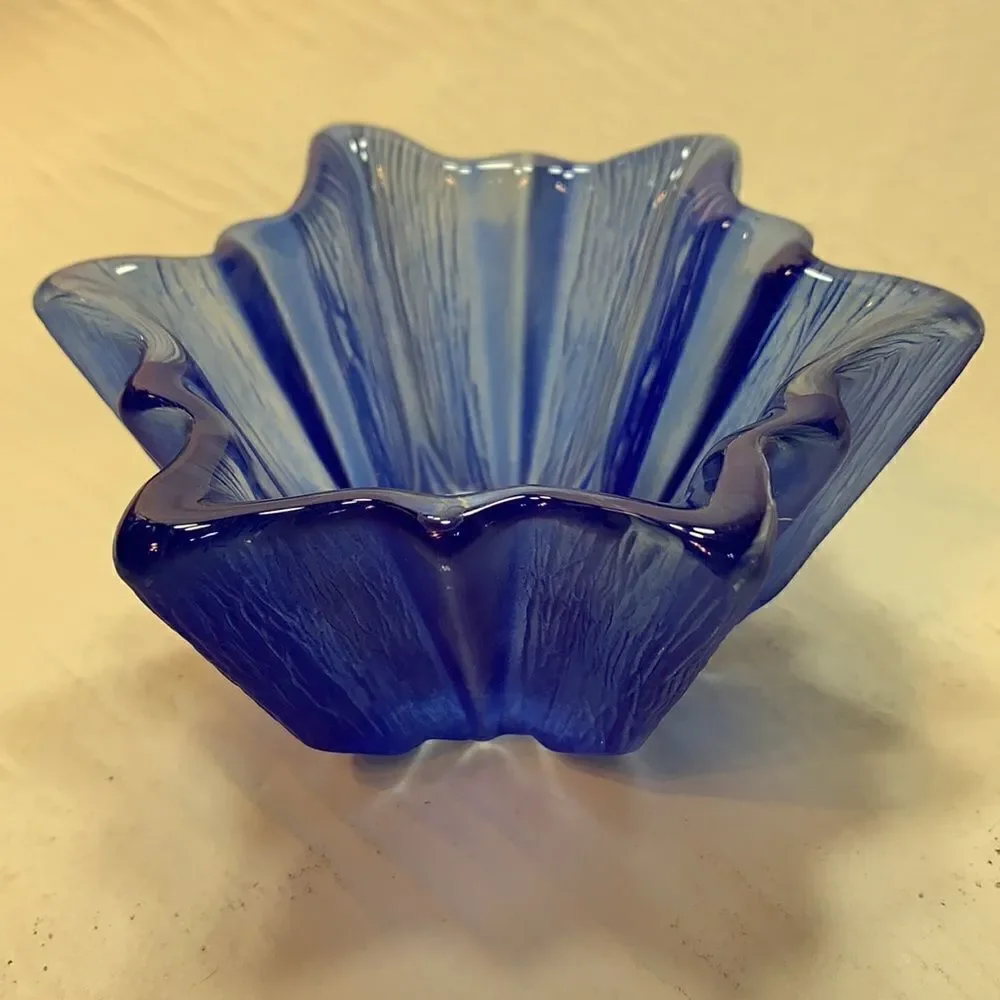 2 Blue Glass Candle Votive Holders